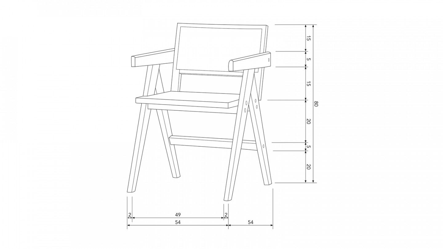 Chaise en bois noir et cannage avec accoudoir