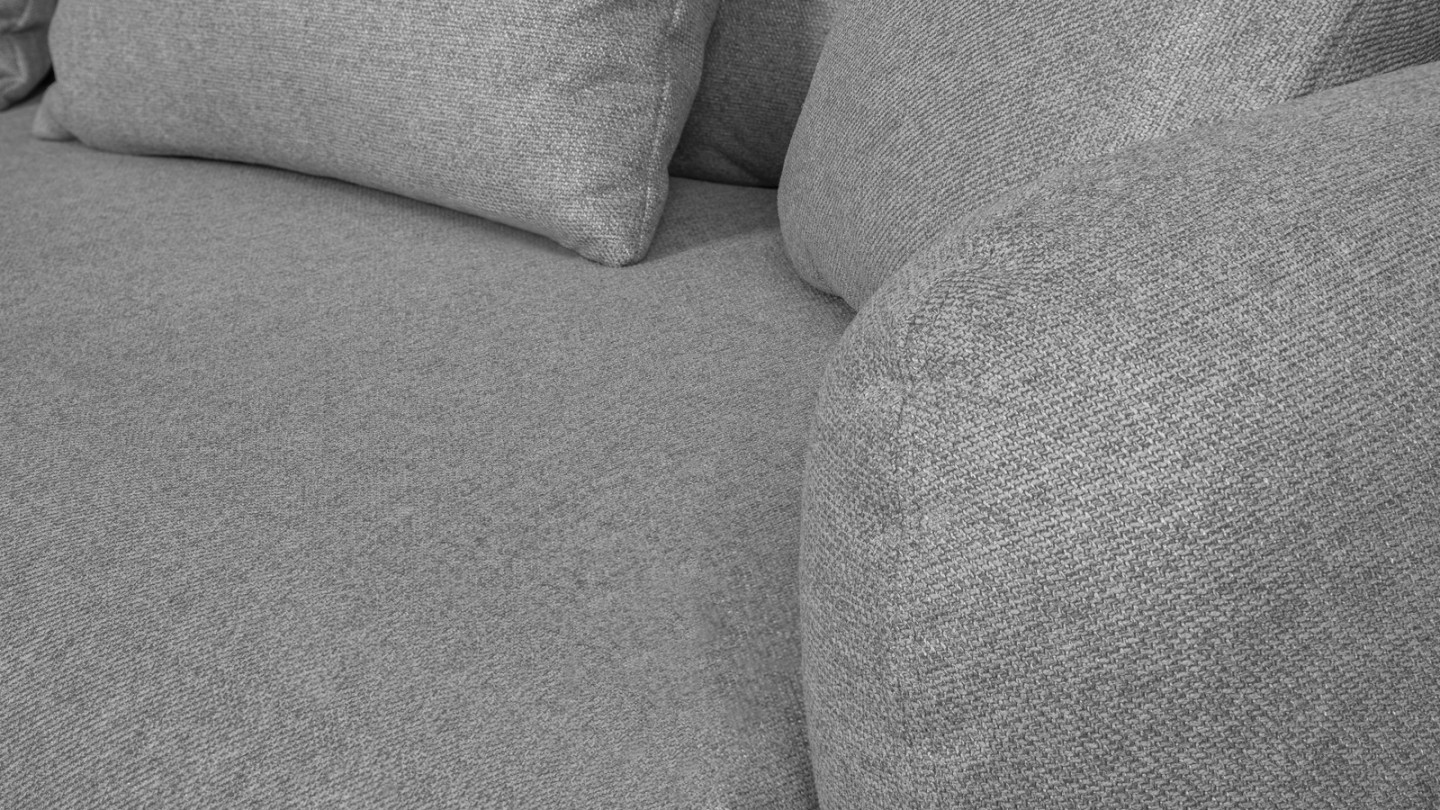 Canapé d'angle gauche 5 places convertible avec coffre de rangement en tissu gris chiné - Giulia