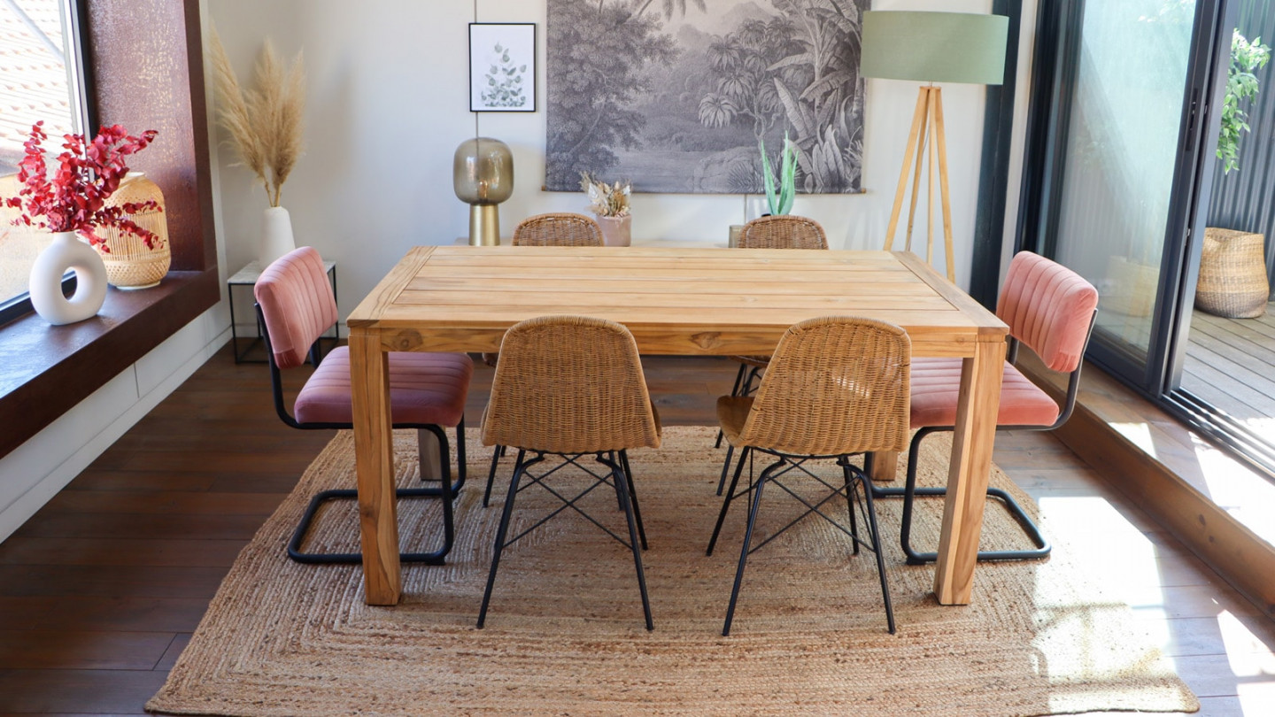 Table à manger de jardin en teck 160cm - Stella