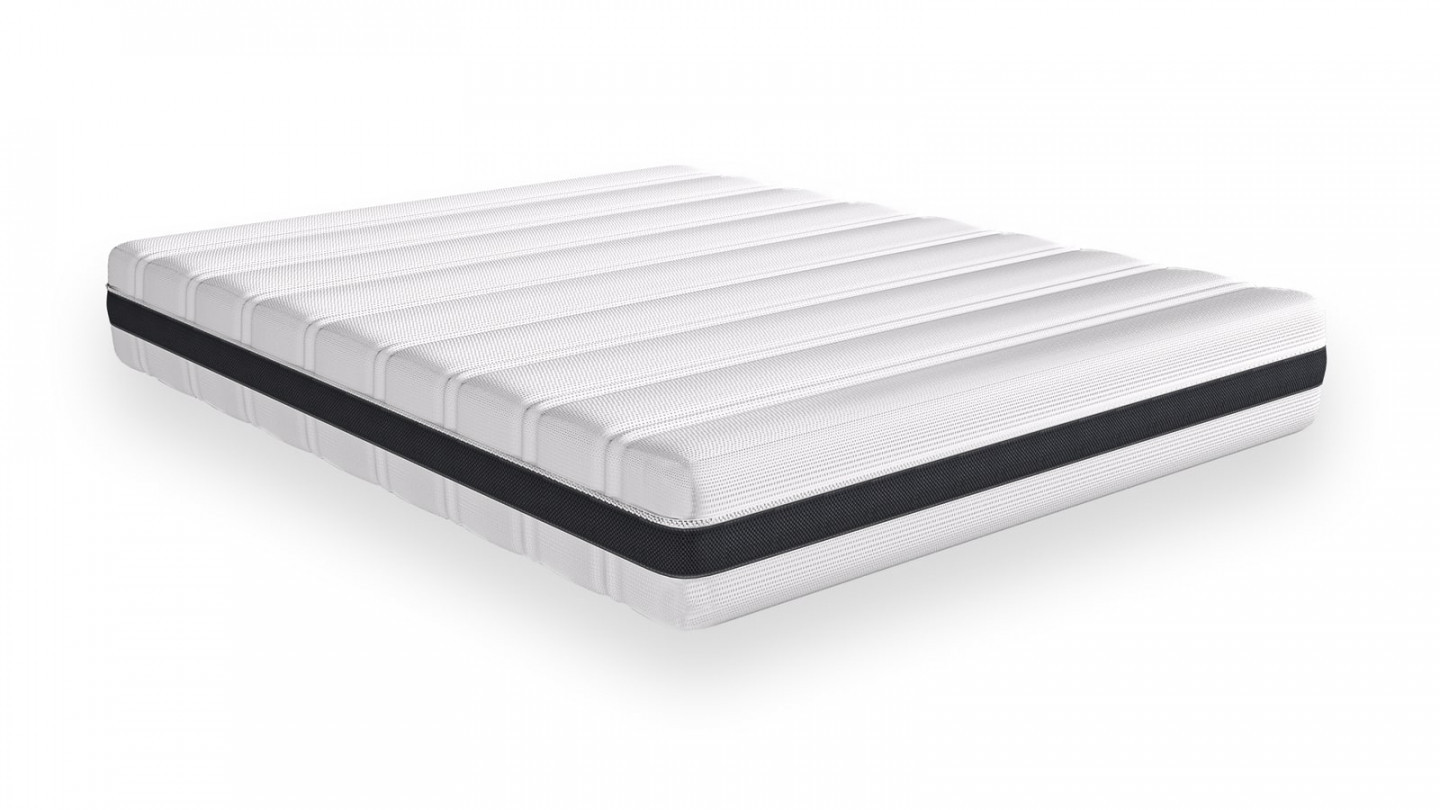 Ensemble lit coffre Tina en velours foncé 140x190cm + Matelas à ressorts ensachés Hygiospring 19 cm