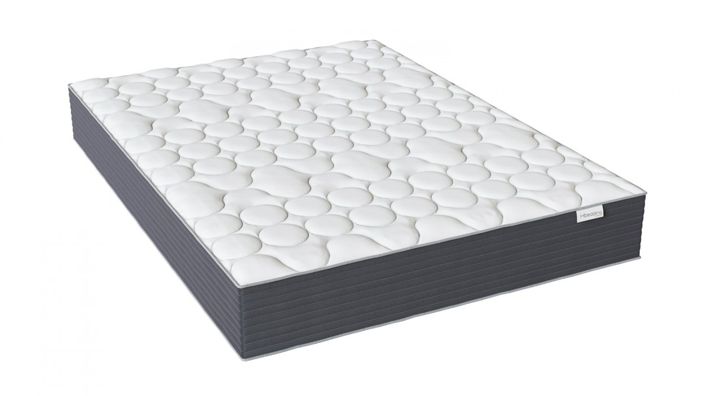 Ensemble lit coffre Tina en velours foncé 140x190cm + Matelas à ressorts ensachés Spring Plus 22 cm