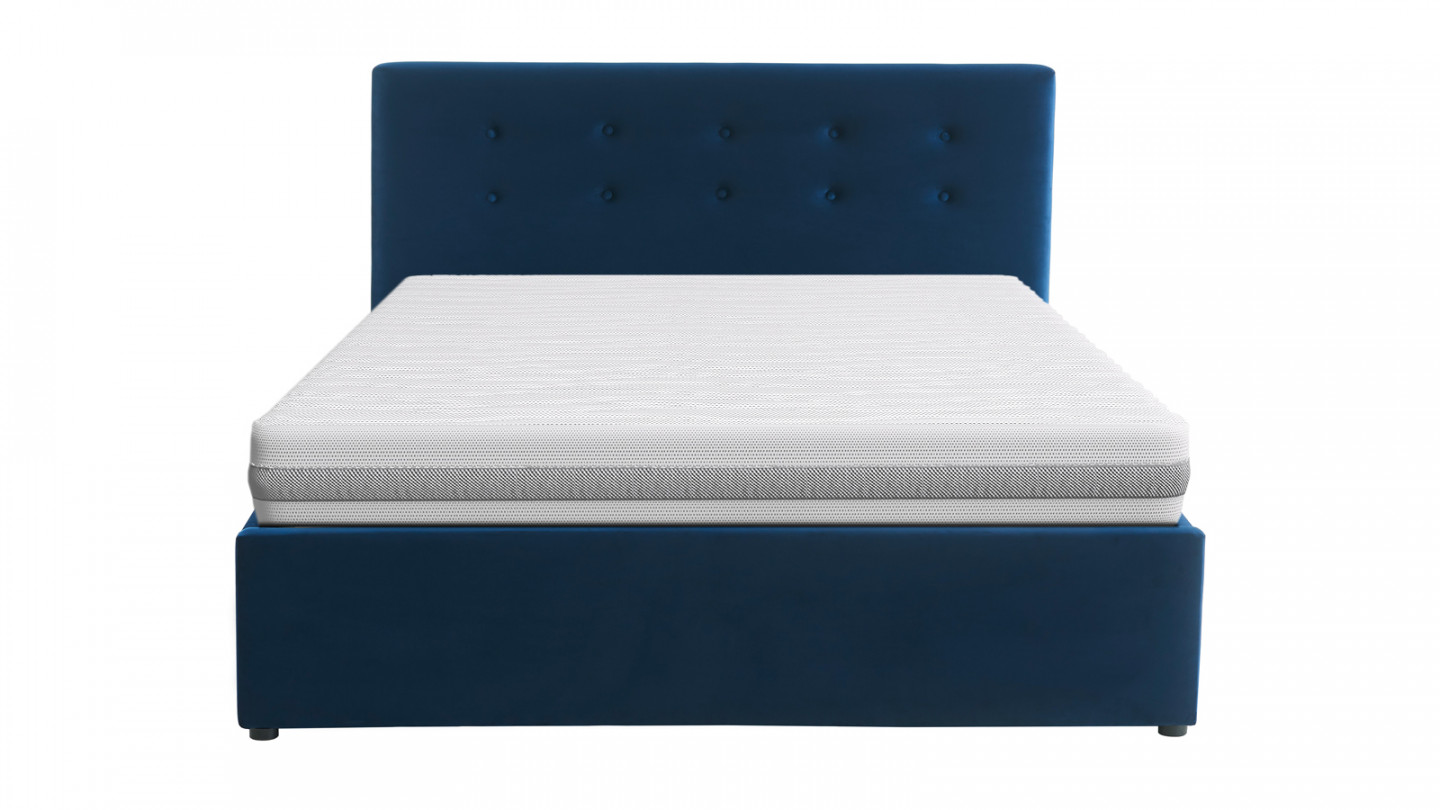 Ensemble lit coffre Tina en velours foncé 140x190cm + Matelas mousse Clean Confort 19cm