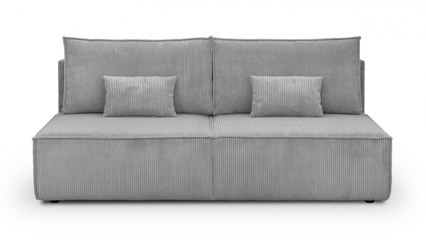 Canapé 3 Places Convertible Avec Coffre - Velours Côtelé Gris - Canapé Lit - Salon - Assise Profonde 60cm - Charge 400kg - 10