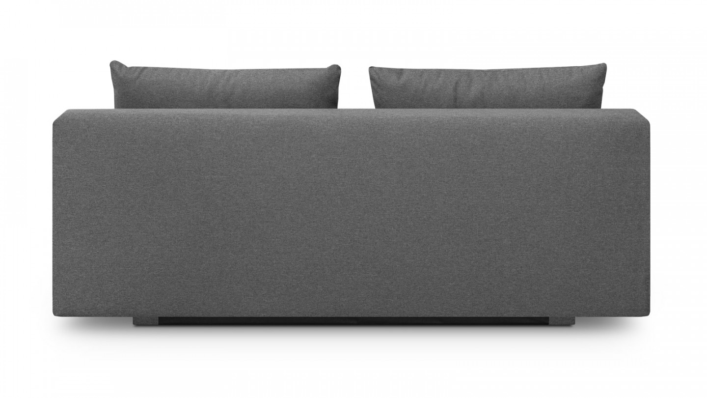 Canapé convertible 3 places avec coffre de rangement en tissu gris - Elia