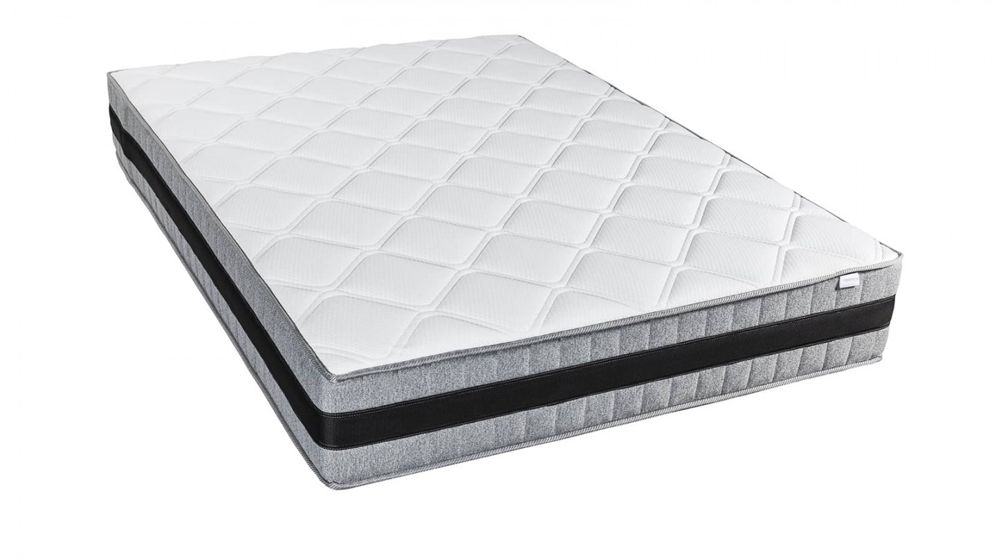 Ensemble lit Paco effet chêne 160x200 + Matelas à mémoire de forme Mémo luxe 25 cm