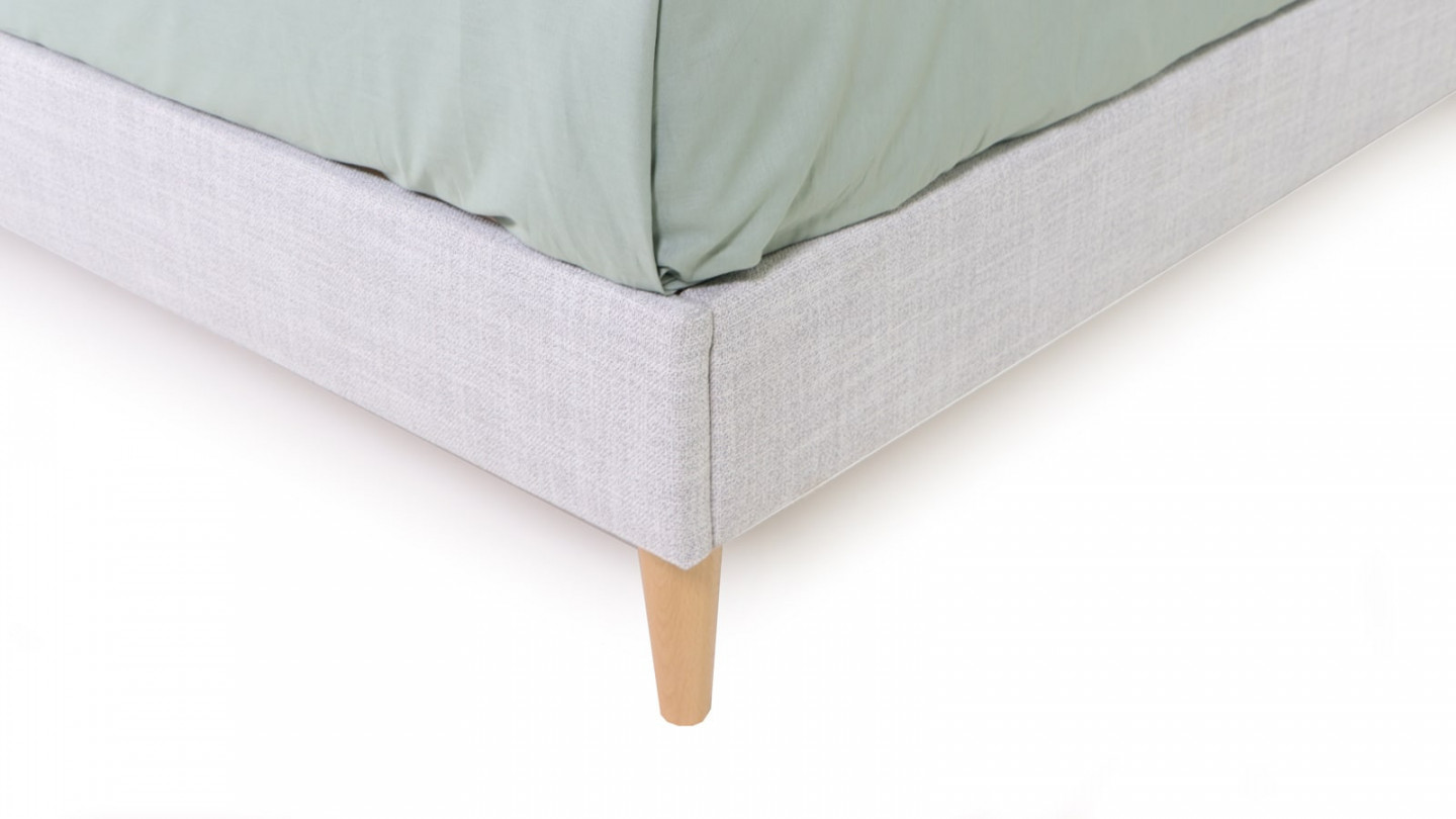 Ensemble Lit Dina en tissu gris clair 140x190 cm + Matelas à mémoire de forme Mémo HR 22cm