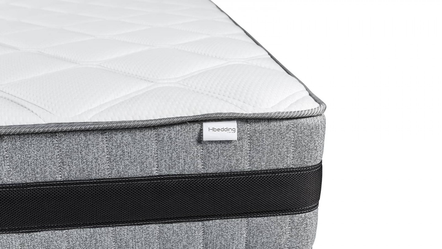 Ensemble Lit Dina en tissu gris clair 160x200 cm + Matelas à mémoire de forme Mémo luxe 25 cm