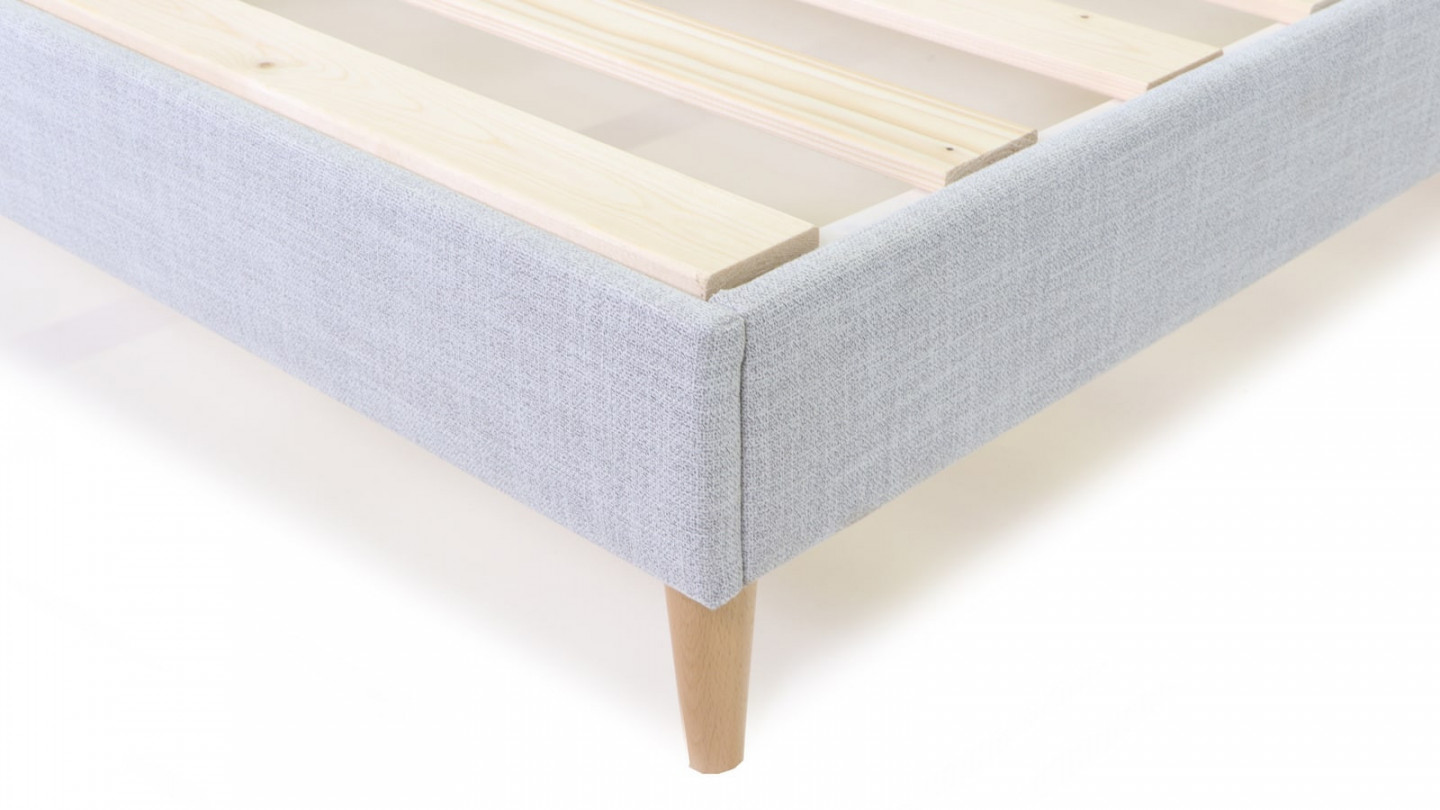 Ensemble Lit Dina en tissu gris clair 160x200 cm + Matelas à mémoire de forme Mémo luxe 25 cm