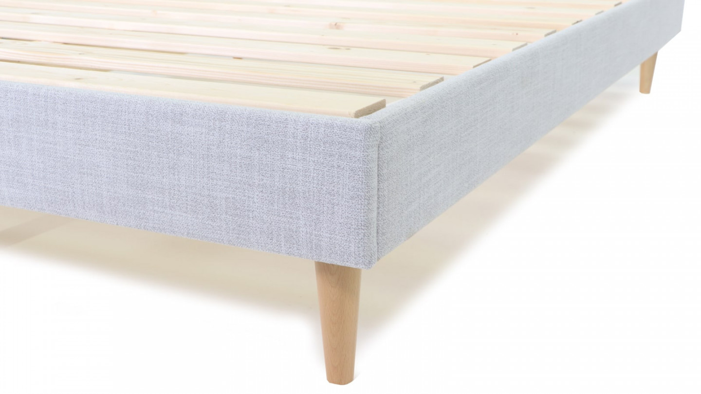 Ensemble Lit Dina en tissu gris clair 160x200 cm + Matelas à mémoire de forme Mémo luxe 25 cm