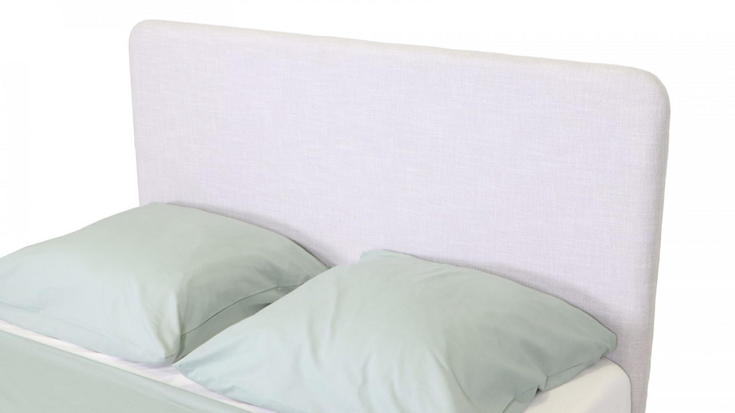 Lit Enzo 140x190 en tissu gris clair + Matelas à mémoire de forme Mémo HR 22cm