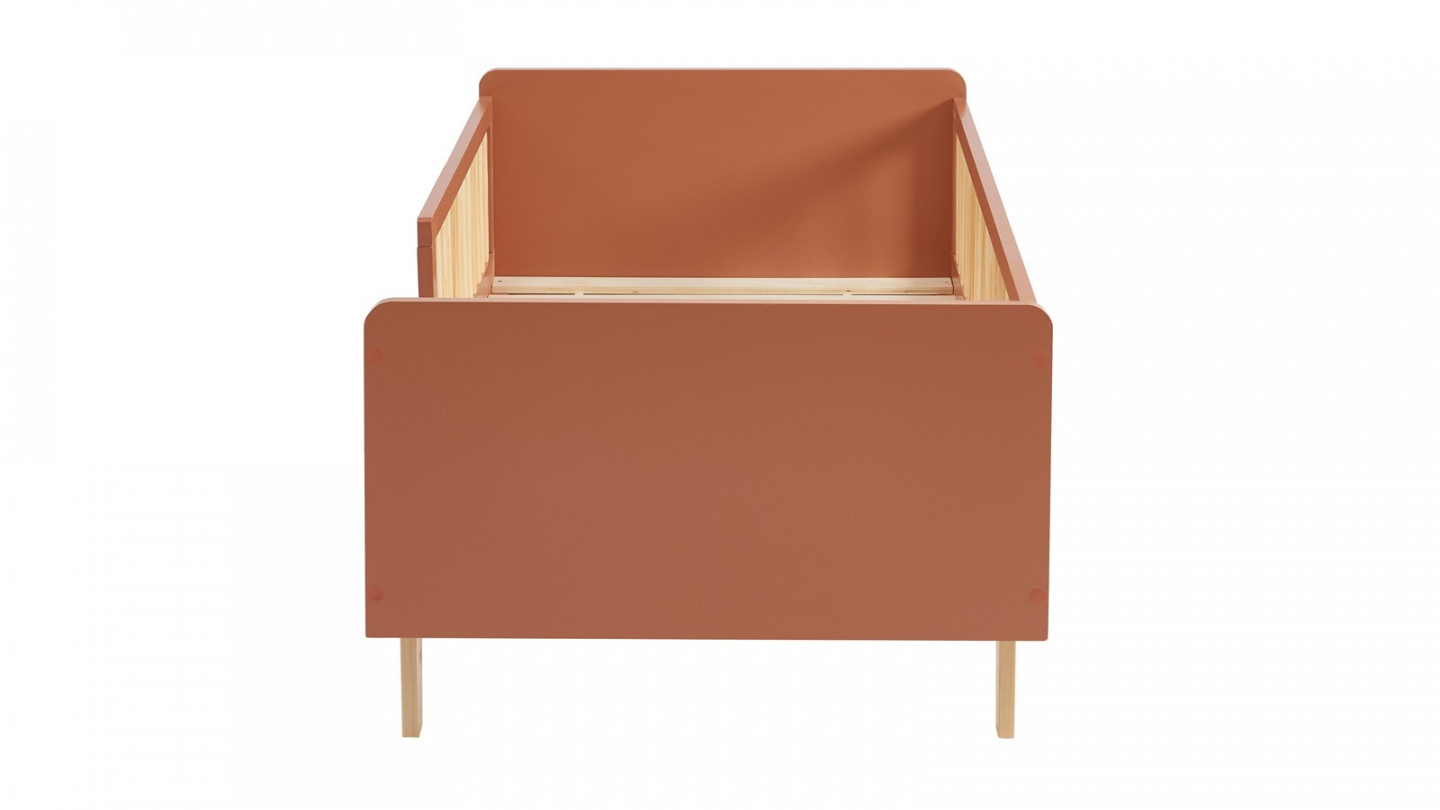 Lit enfant 70x140 en pin massif terracotta avec sommier - Alba