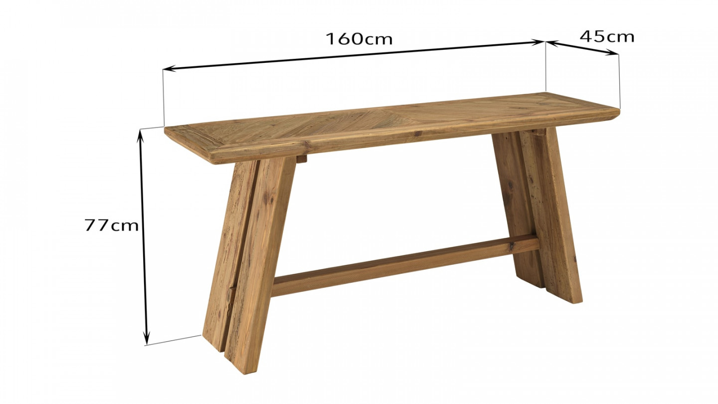 Console160x45 cm bois Pin recyclé - Sandy