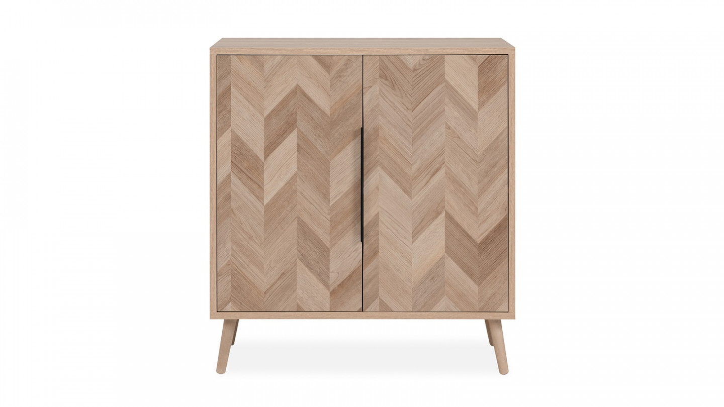 Buffet 2 portes effet chêne à chevrons 80 cm - Léa