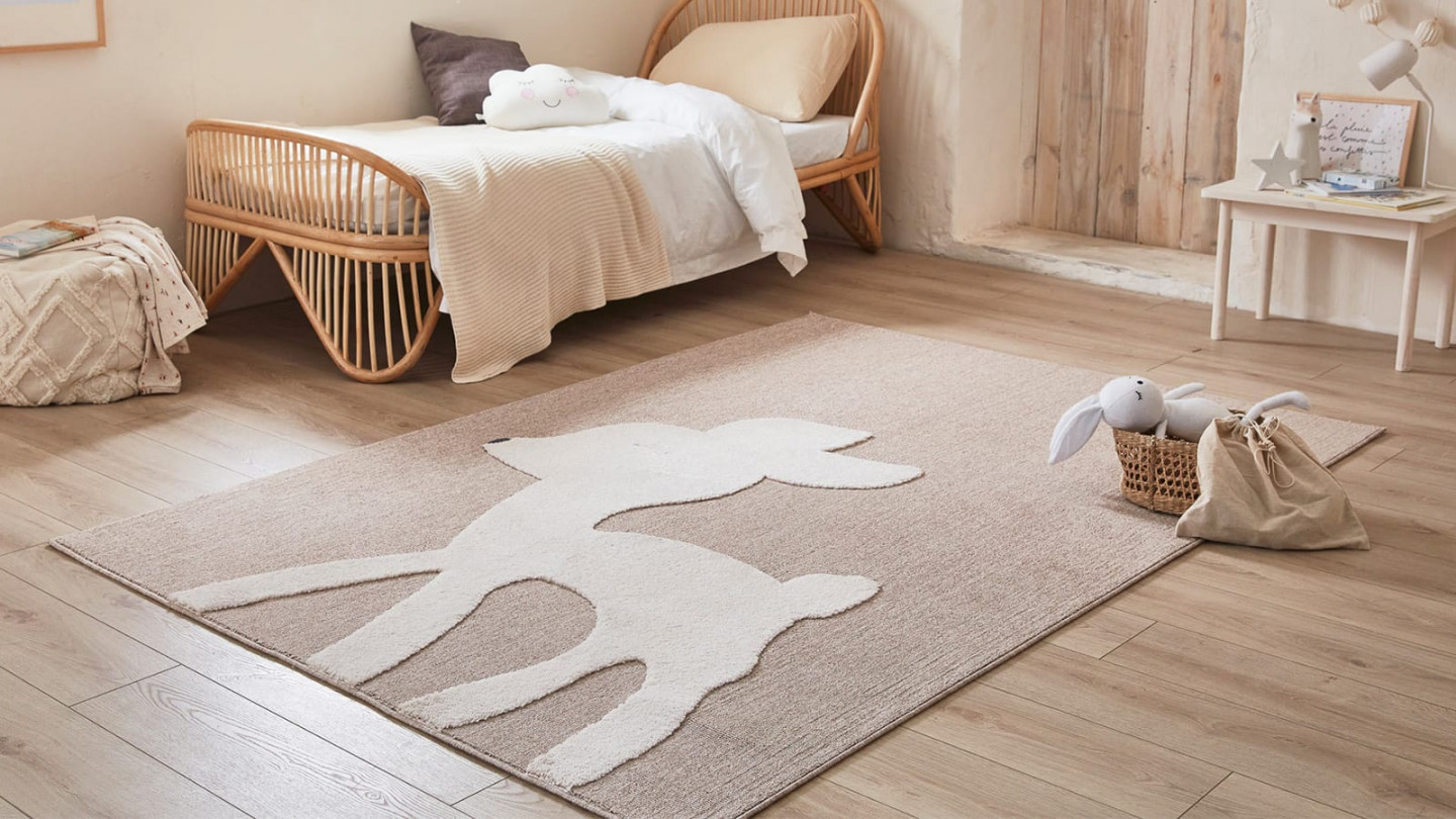 Tapis enfant bambi 120x170cm beige - Beilia