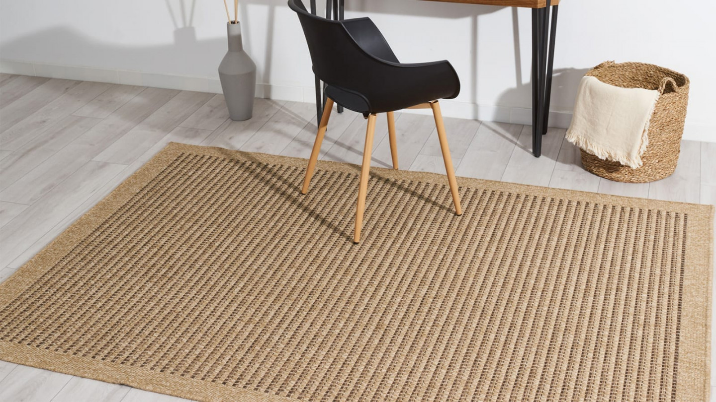 Tapis aspect Jute marron 200x290 - Calie