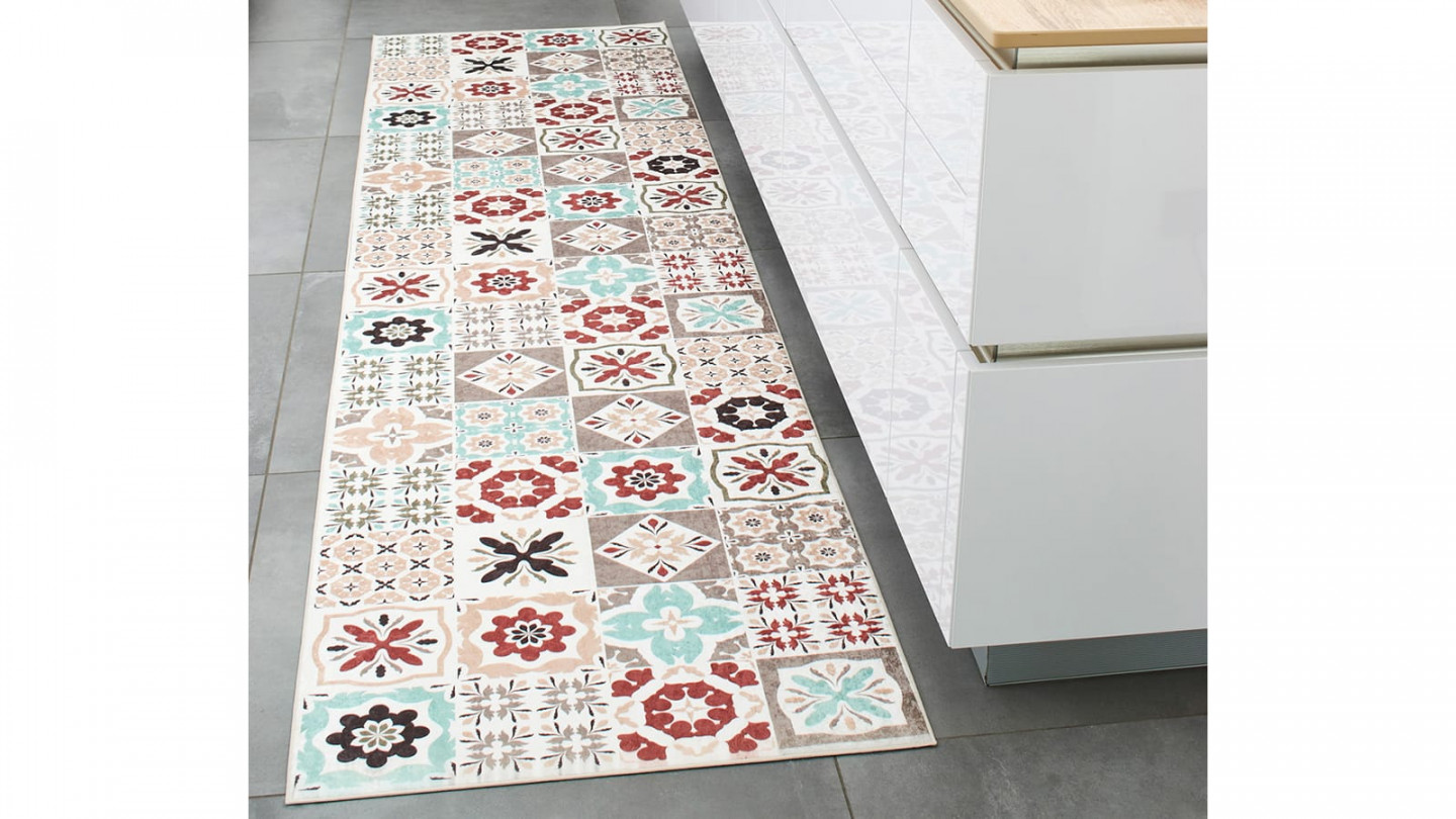 Tapis de cuisine carreaux de ciment multicolore Multi 80x300 - Celaya