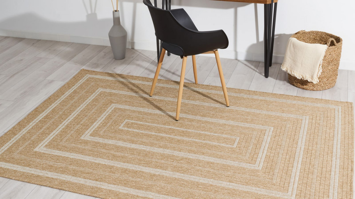 Tapis aspect Jute naturel avec motifs blanc 80x150 - Gaia