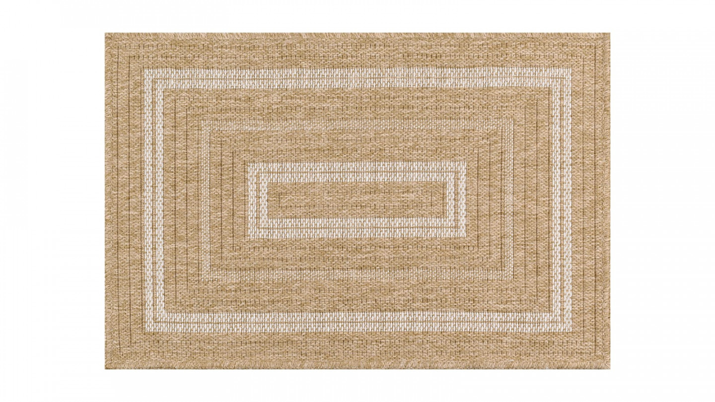 Tapis aspect Jute naturel avec motifs blanc 80x150 - Gaia