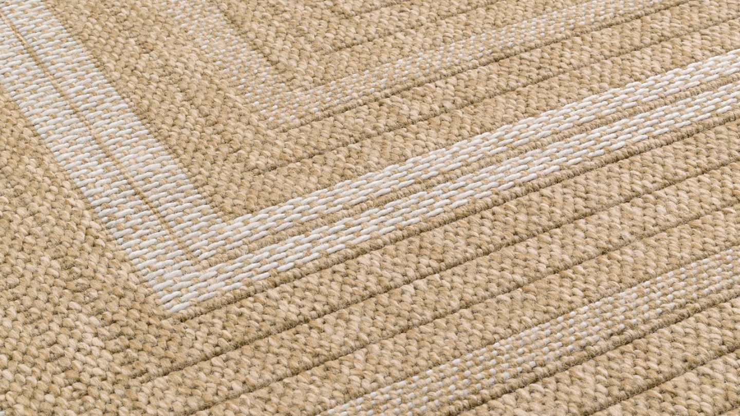 Tapis aspect Jute naturel avec motifs blanc 200x290 - Gaia