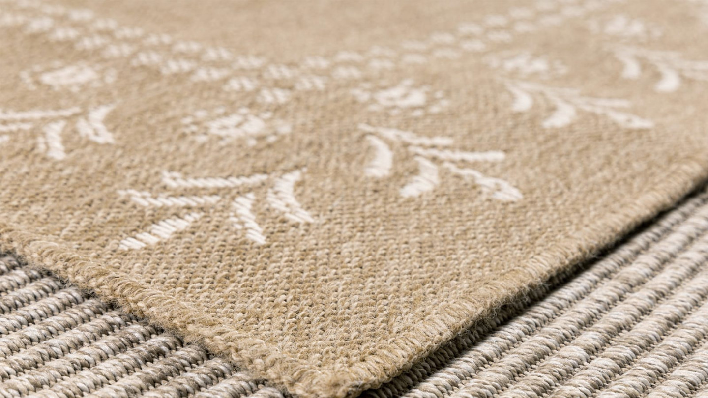 Tapis aspect Jute naturel avec motif blanc 160x230 - Isaura