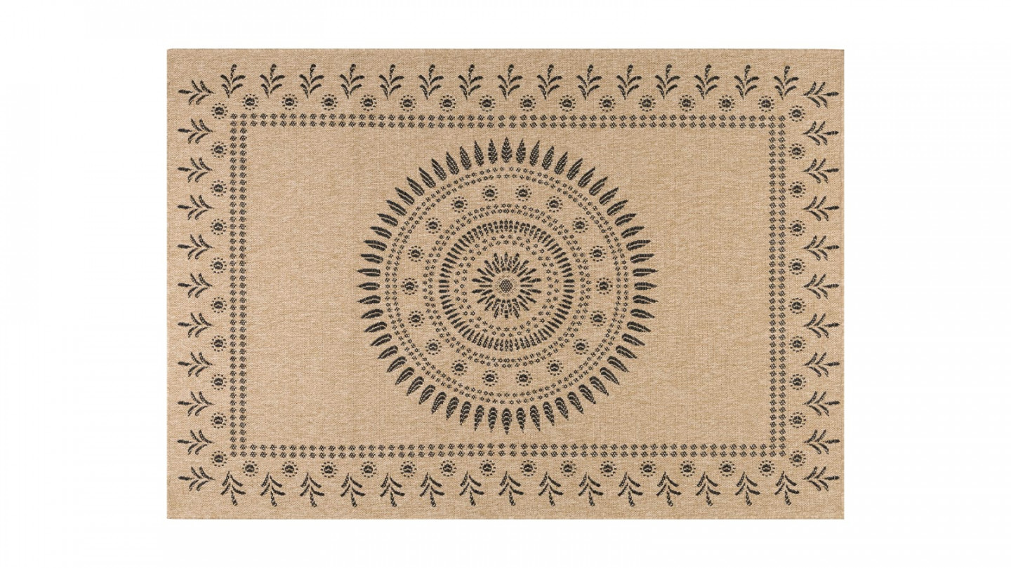 Tapis aspect Jute naturel avec motifs noir 160x230 - Isaura