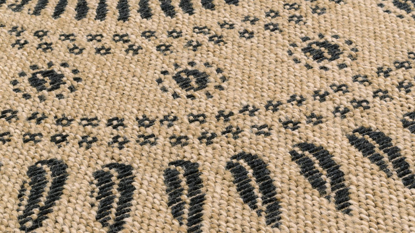 Tapis aspect Jute naturel avec motifs noir 160x230 - Isaura