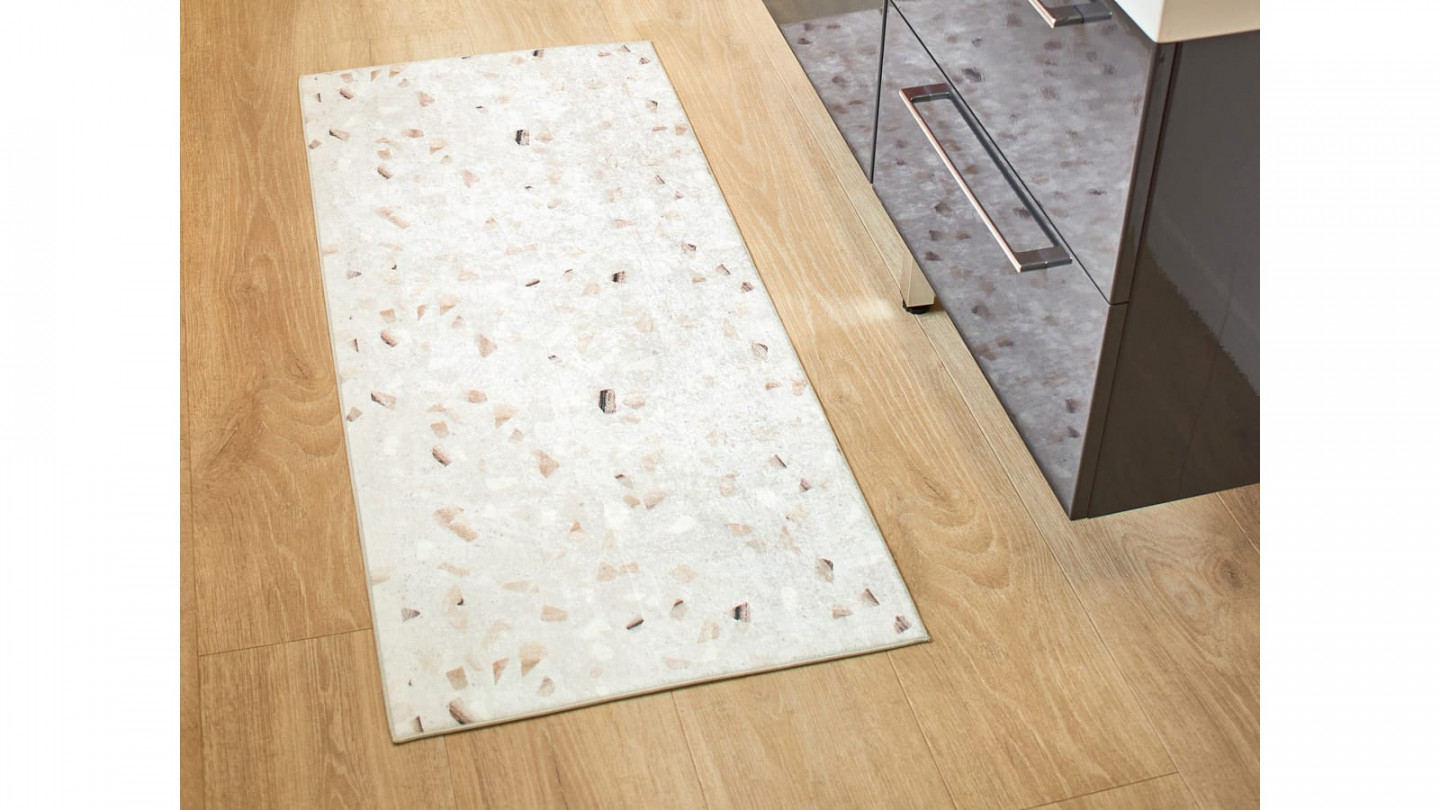 Tapis de cuisine terrazzo Ecru 60x130 - Iva