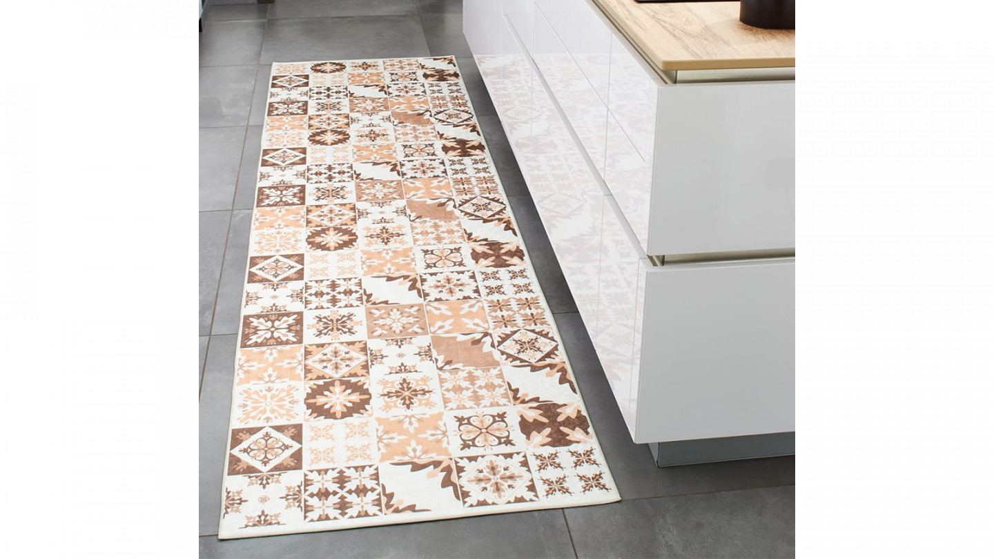 Tapis de cuisine carreaux de ciment Orange 80x300 - Mérida