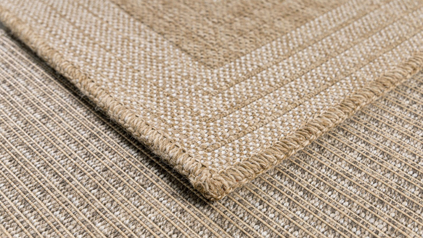 Tapis aspect Jute naturel avec motif blanc 160x230 - Noa