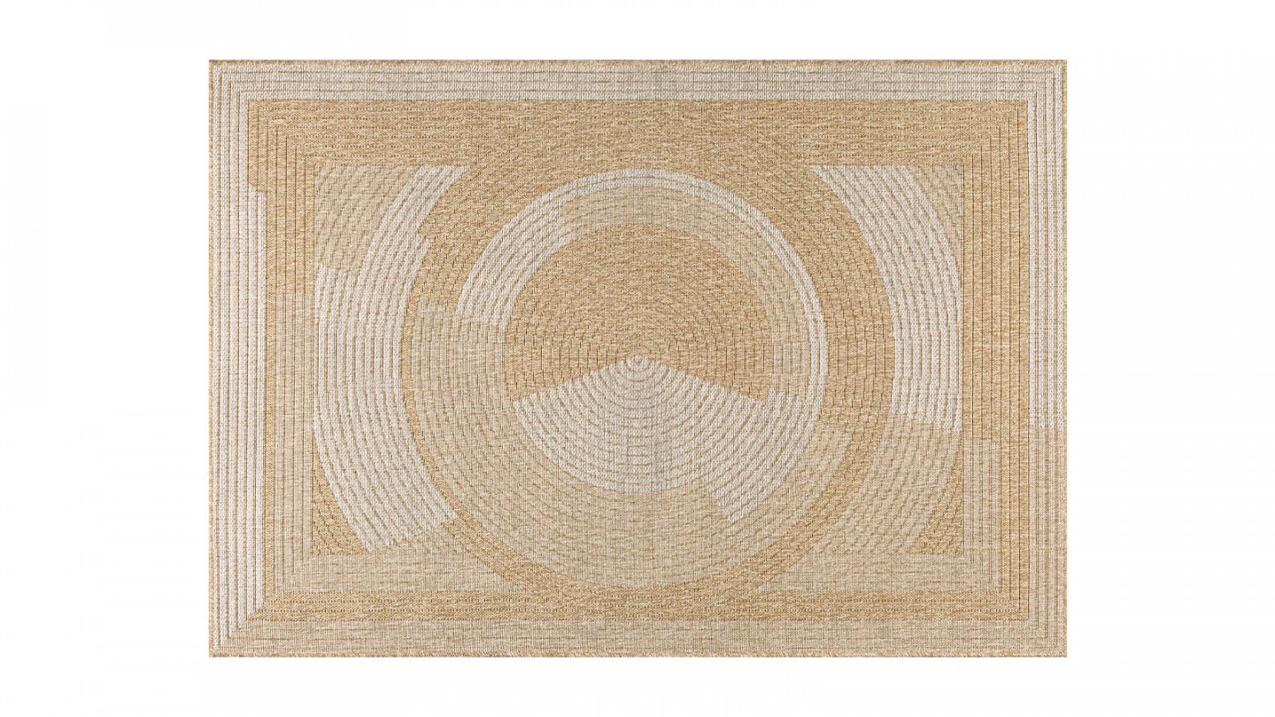 Tapis aspect Jute naturel avec motif blanc 200x290 - Noa