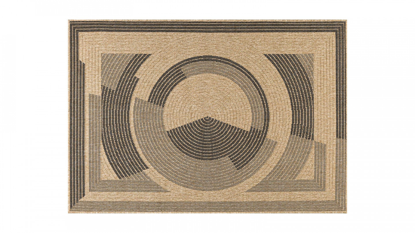 Tapis aspect Jute naturel avec motifs noir 160x230 - Noa