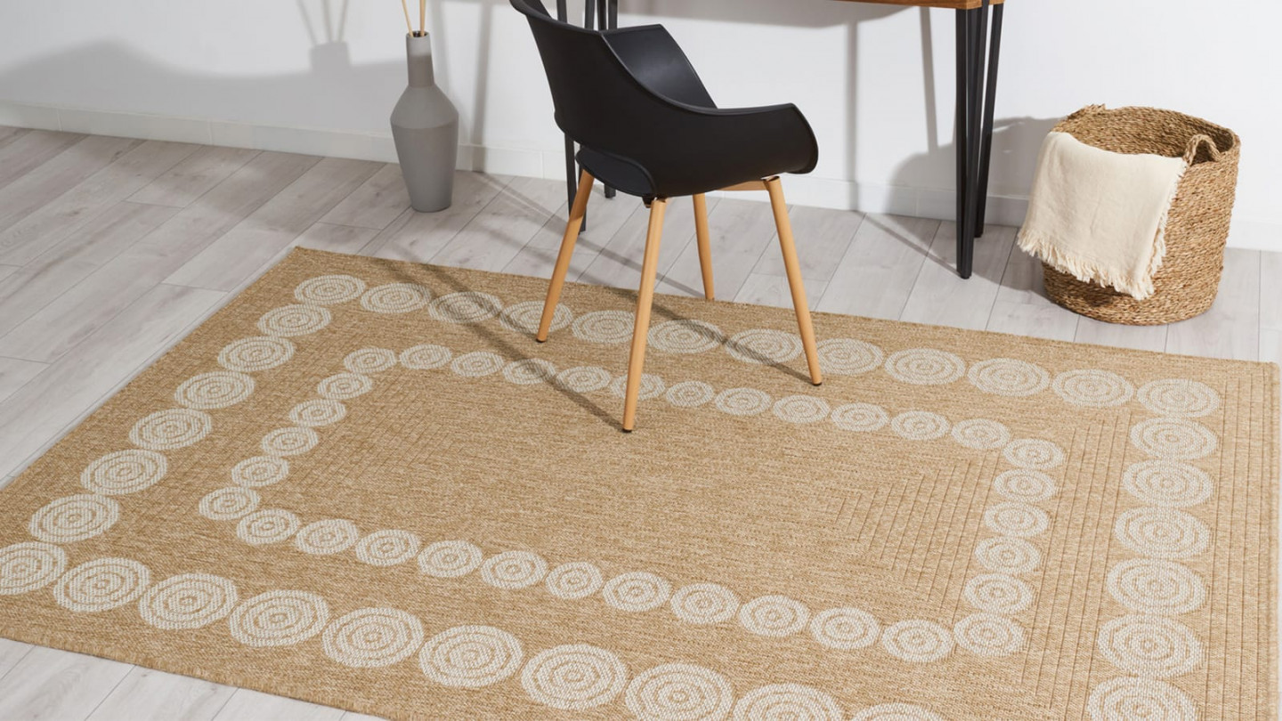 Tapis aspect Jute naturel avec motif blanc 160x230 - Tullia