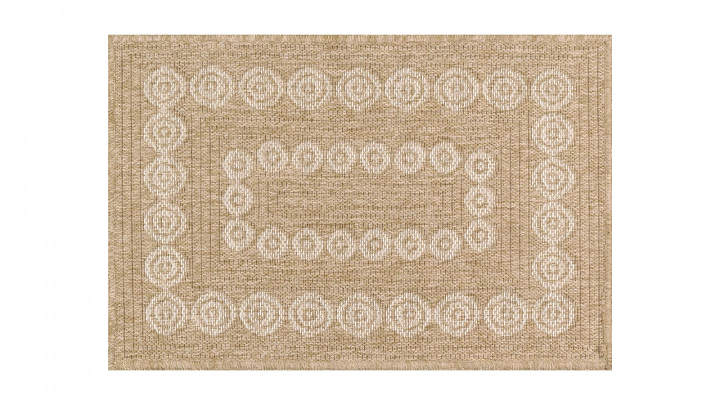 Tapis aspect Jute naturel avec motif blanc 160x230 - Tullia