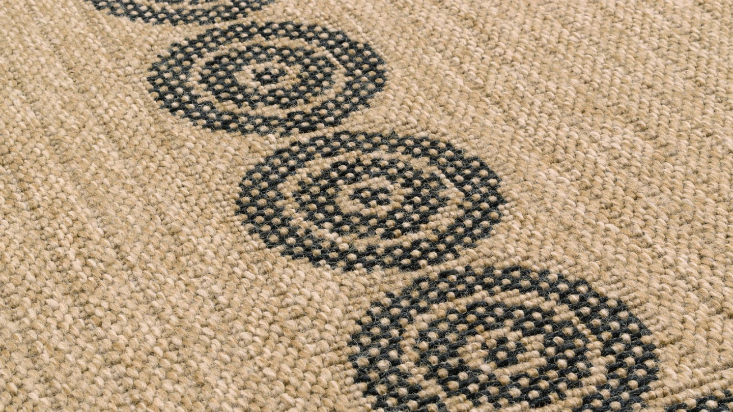 Tapis aspect Jute naturel avec motifs noir 200x290 - Tullia