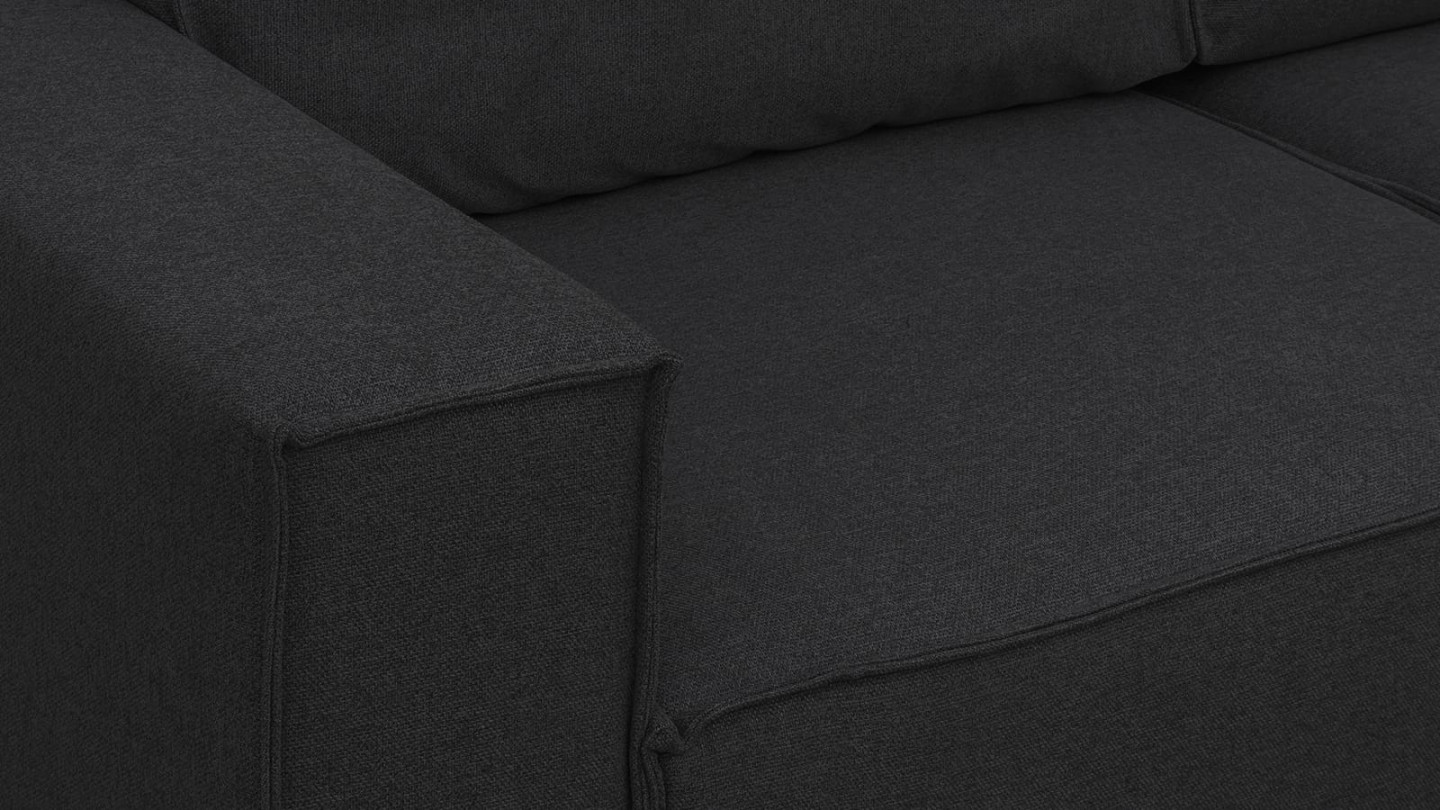 Canapé d'angle 5 places convertible réversible avec coffre de rangement en tissu noir - Harper New