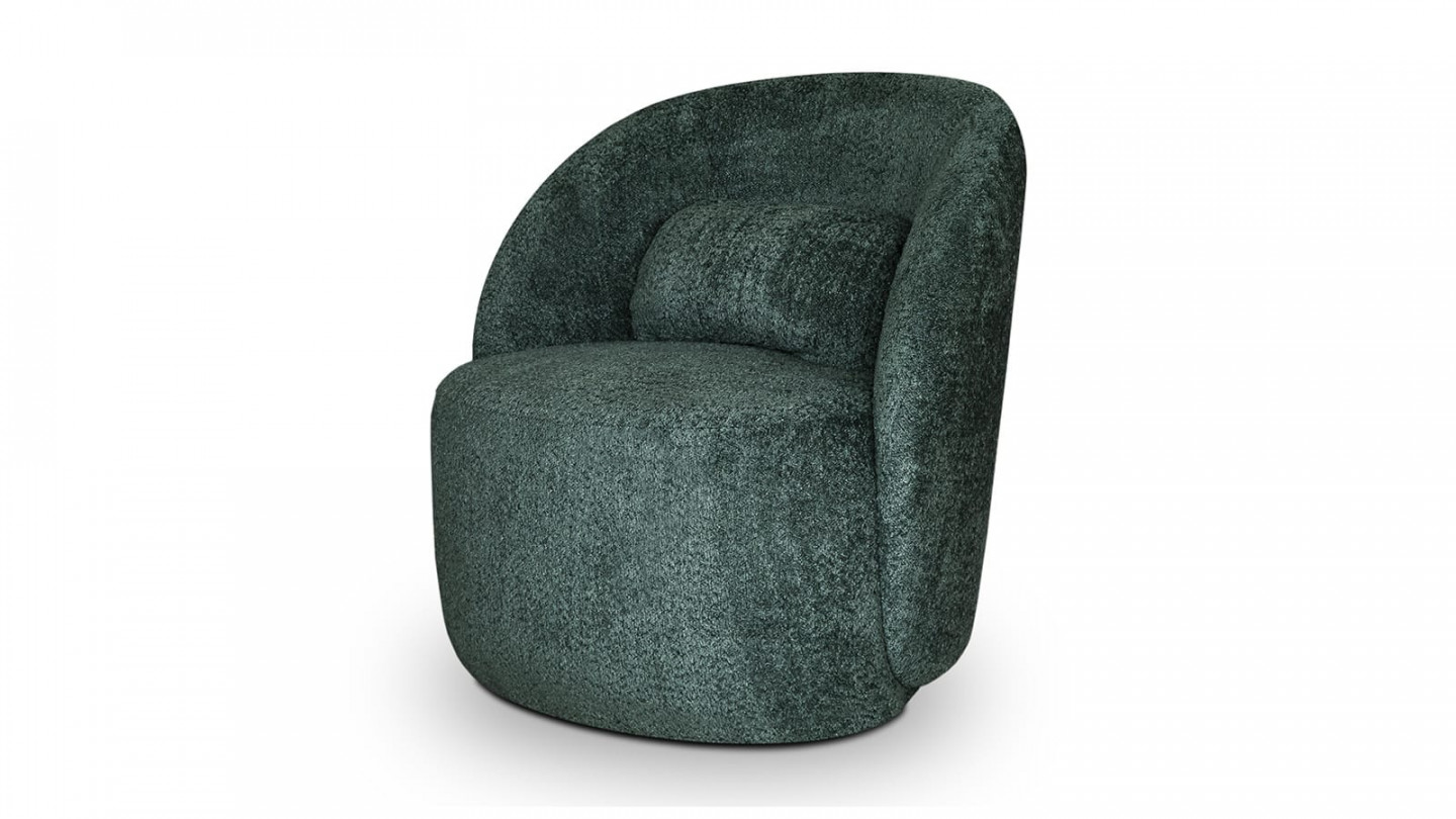 Fauteuil en tissu bouclette vert foncé - Rondo