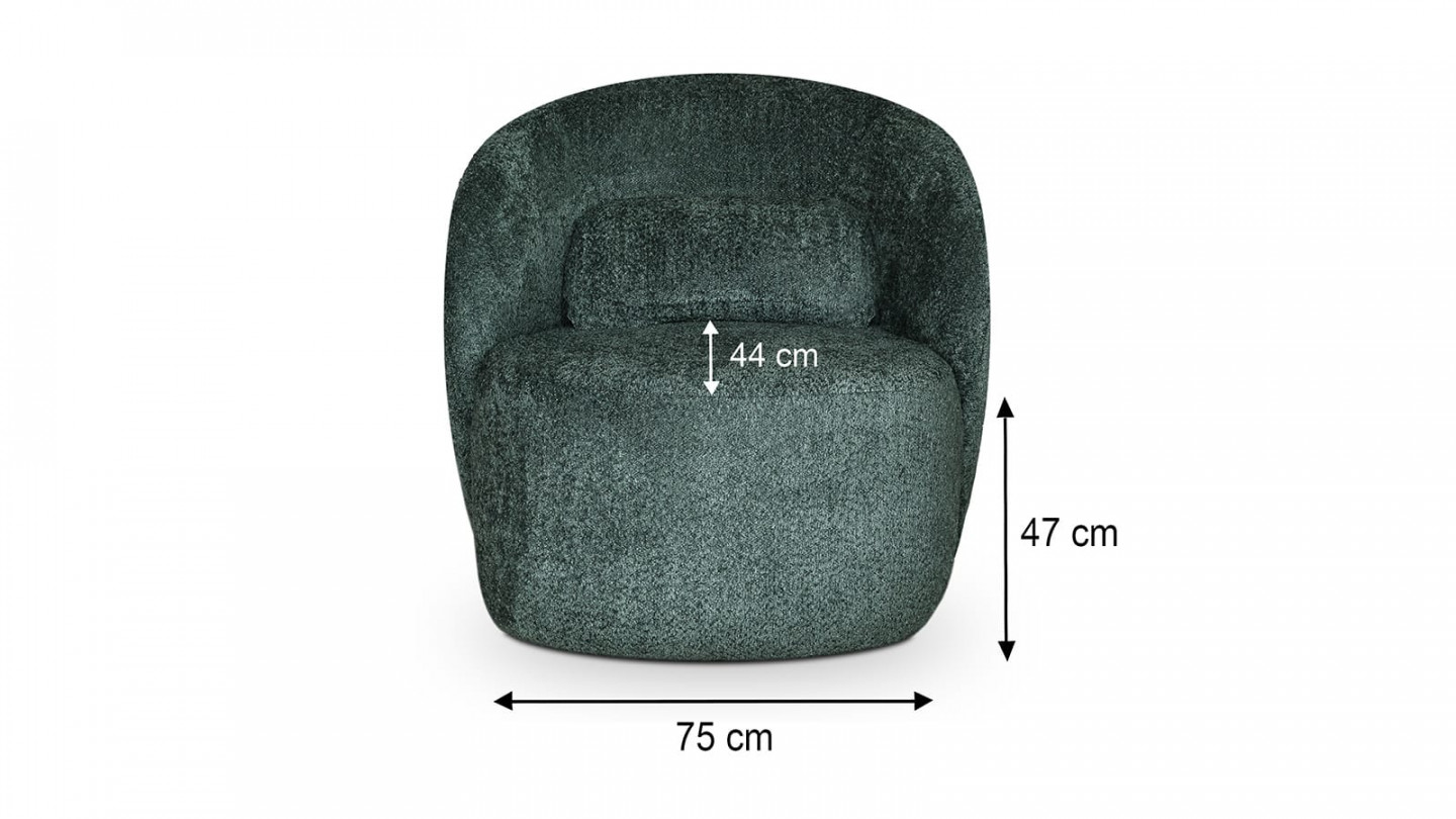 Fauteuil en tissu bouclette vert foncé - Rondo