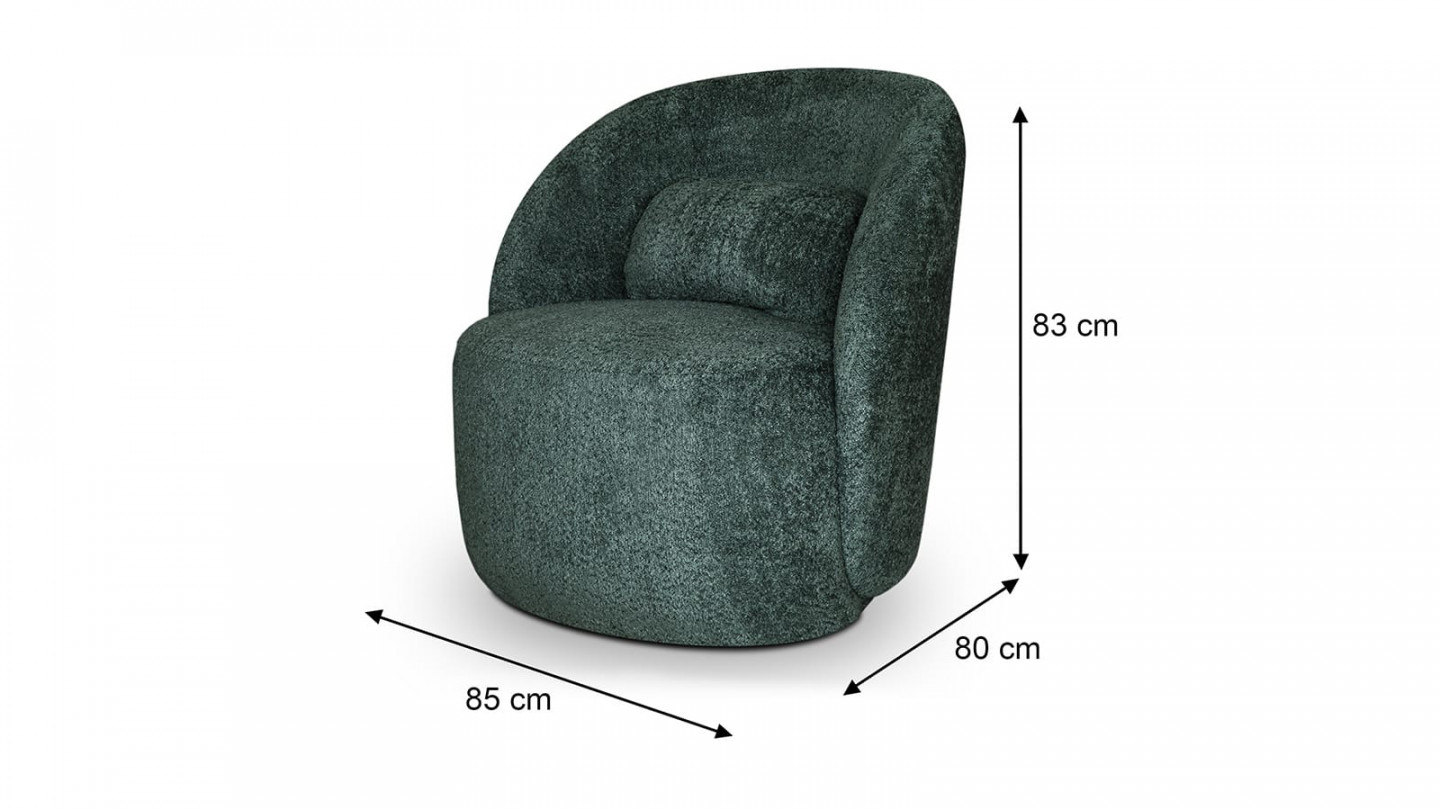 Fauteuil en tissu bouclette vert foncé - Rondo