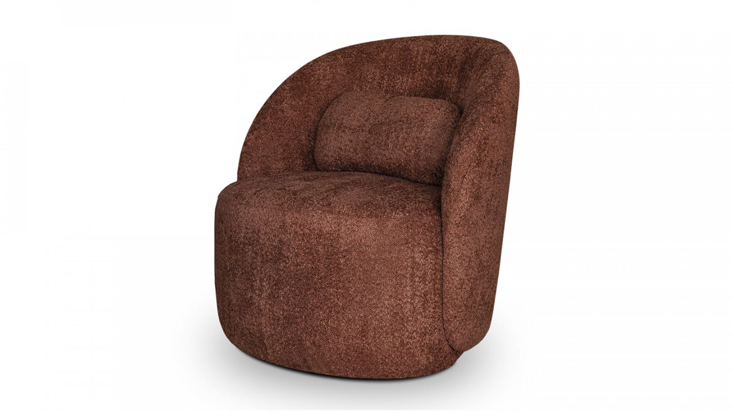 Fauteuil en tissu bouclette terracotta - Rondo