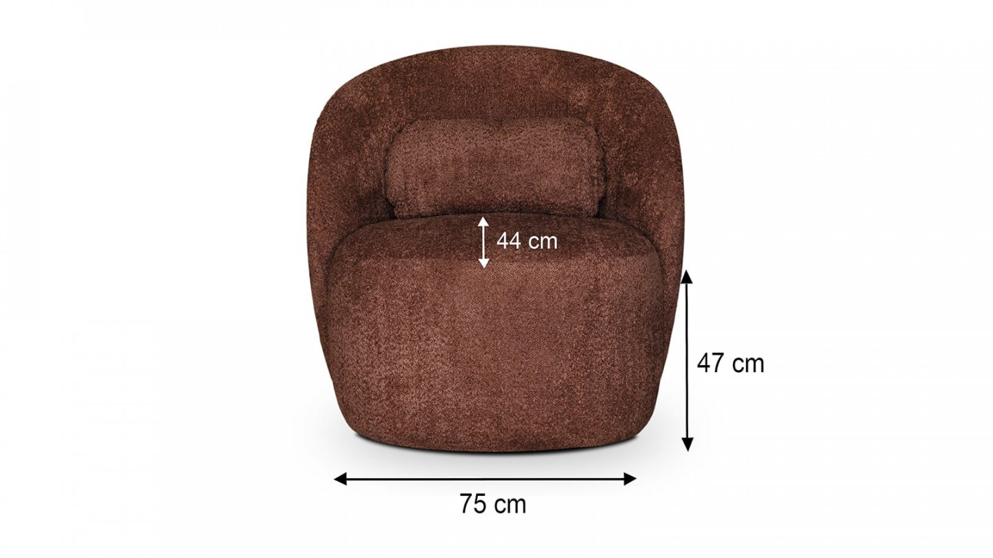 Fauteuil en tissu bouclette terracotta - Rondo