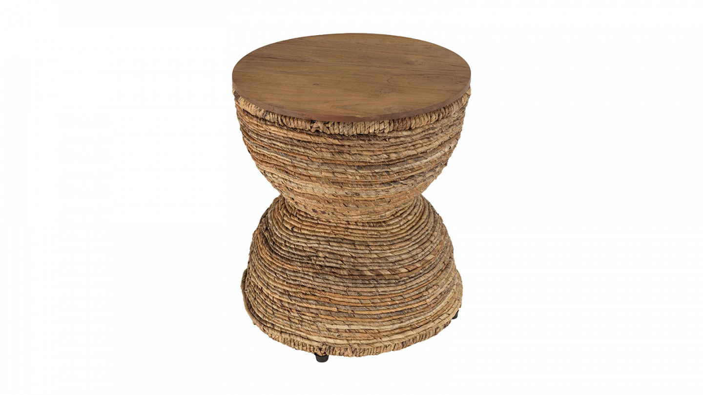 Tabouret assise en bois de teck recyclé SIXTINE