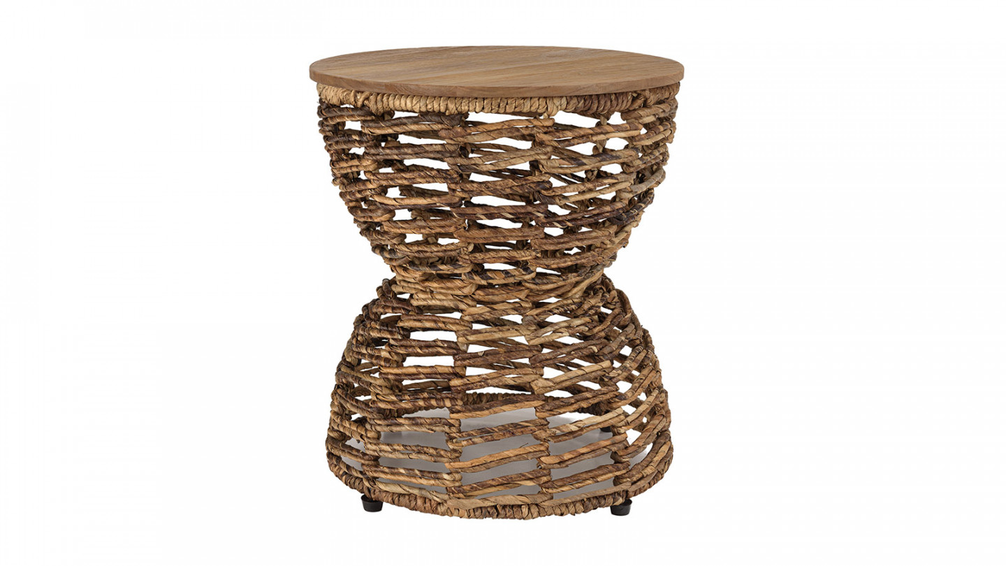 Tabouret assise en bois de teck recyclé SIXTINE