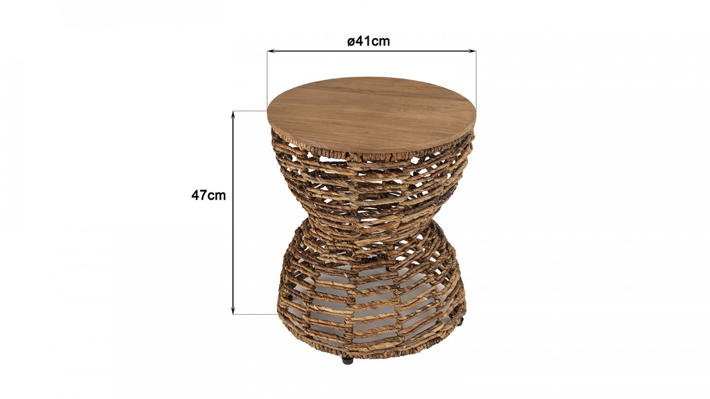 Tabouret assise en bois de teck recyclé SIXTINE