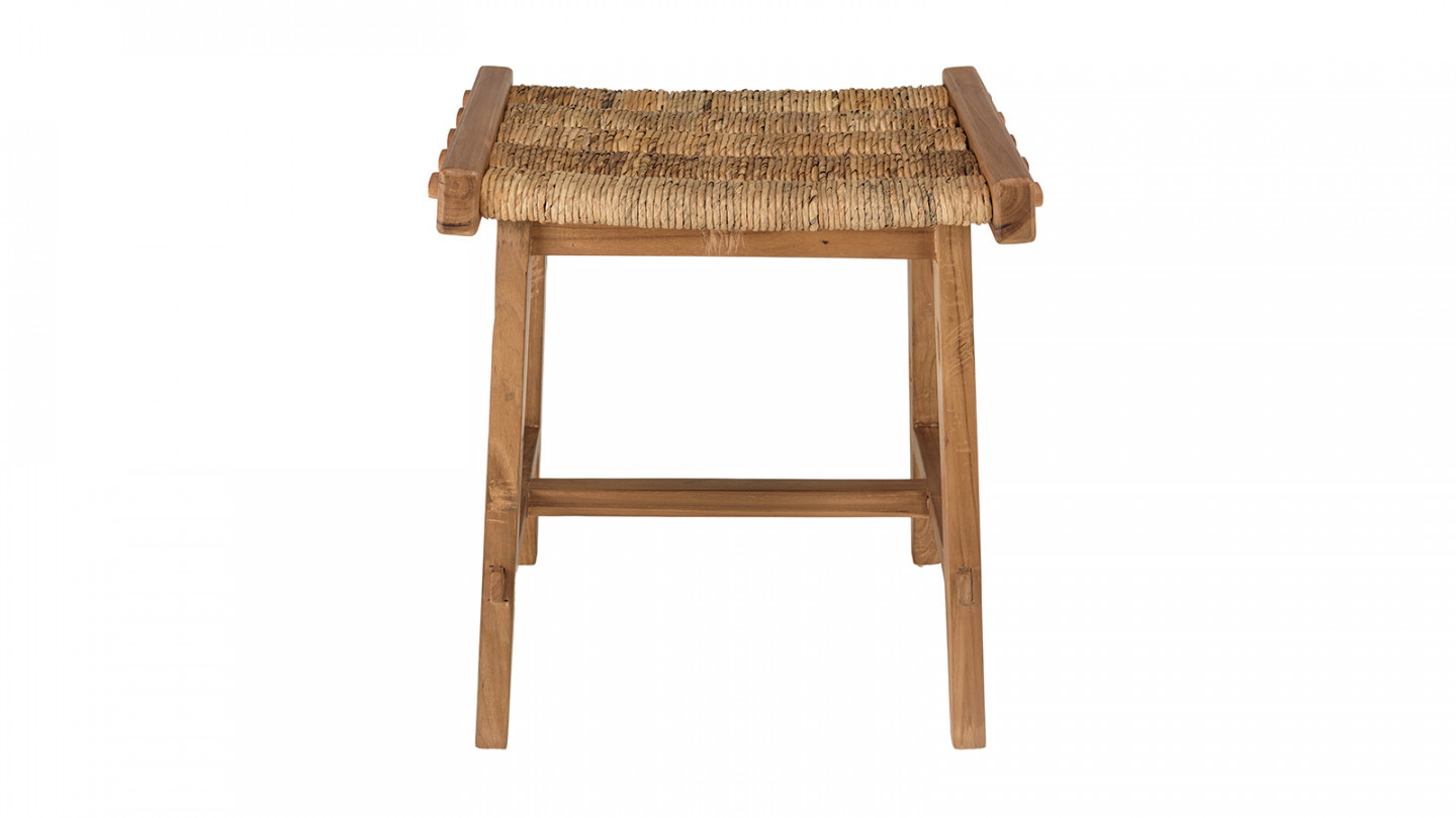 Tabouret assise en tissage d'abaca naturel SIXTINE