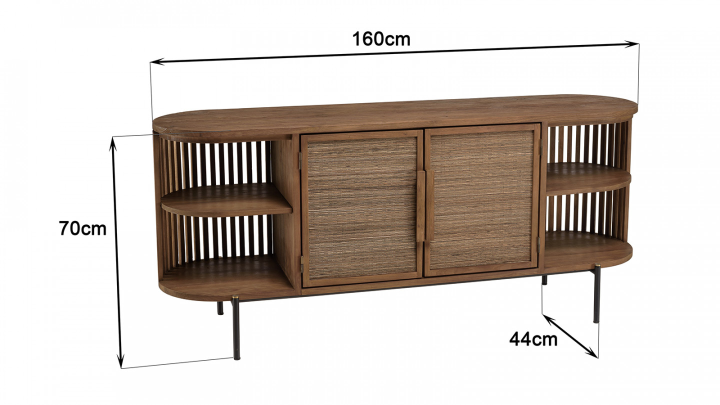 Buffet arrondi en bois de teck recyclé 2 portes SIXTINE