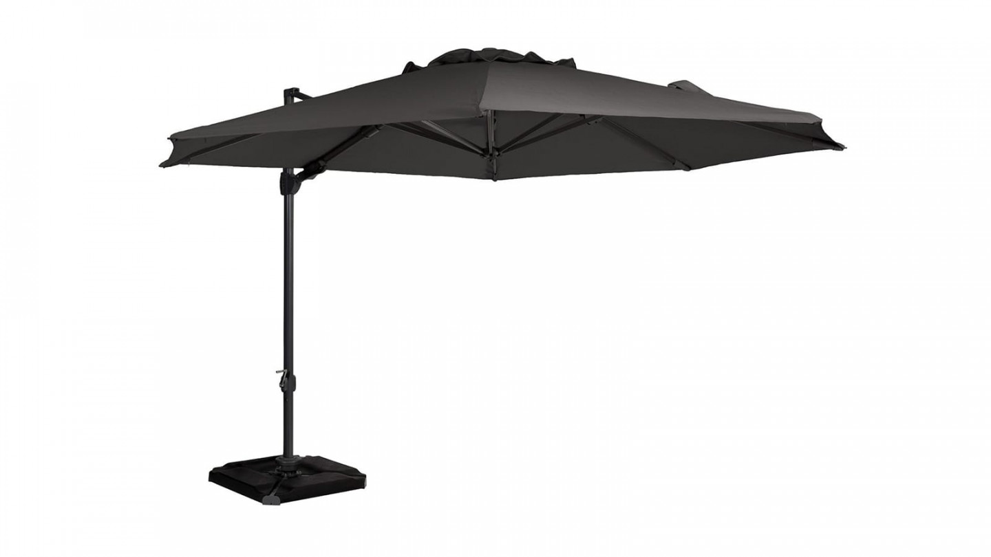 Parasol rond pivotant 350cm gris anthracite - Romo