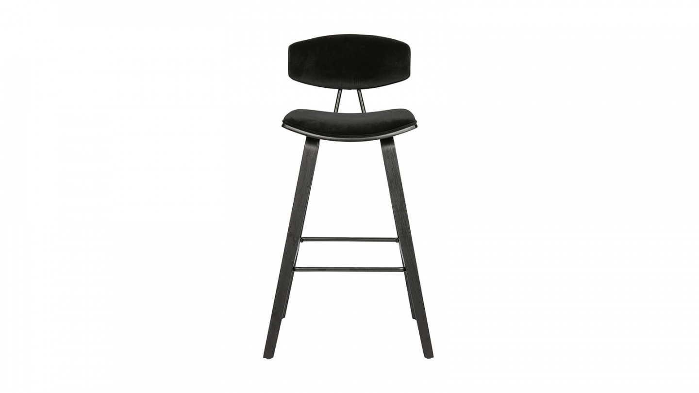 Lot de 2 tabourets de bar en velours noir - Collection Senn - Woood