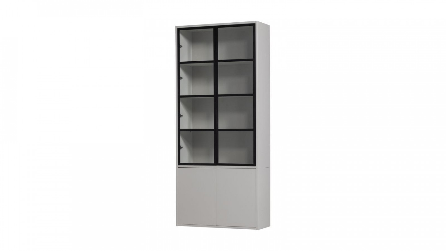 Vitrine en pin couleur blanc brouillard - Basic