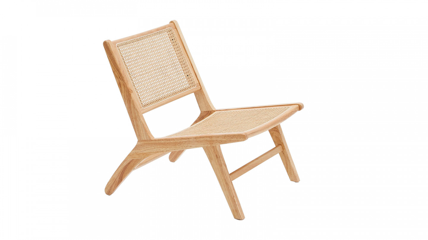 Fauteuil lounge en bois massif et rotin - Zuma