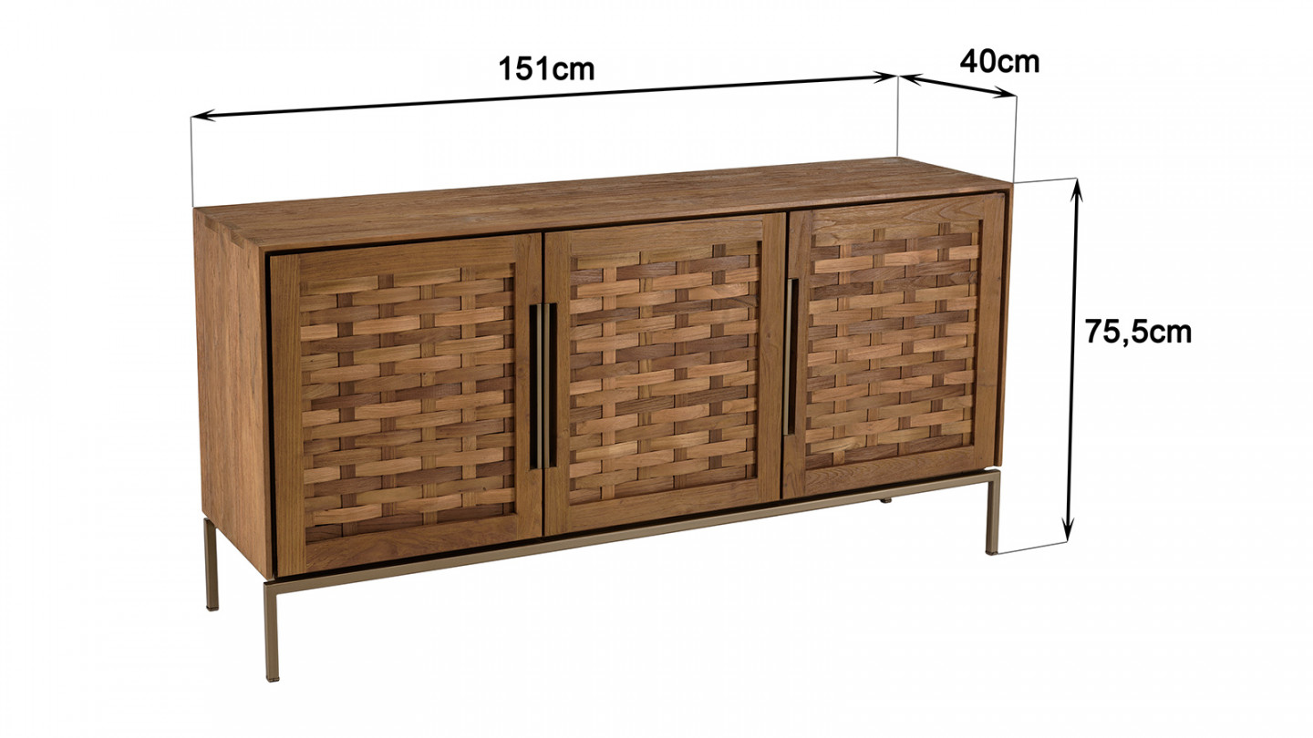 Buffet en teck recyclé 3 portes - Sixtine